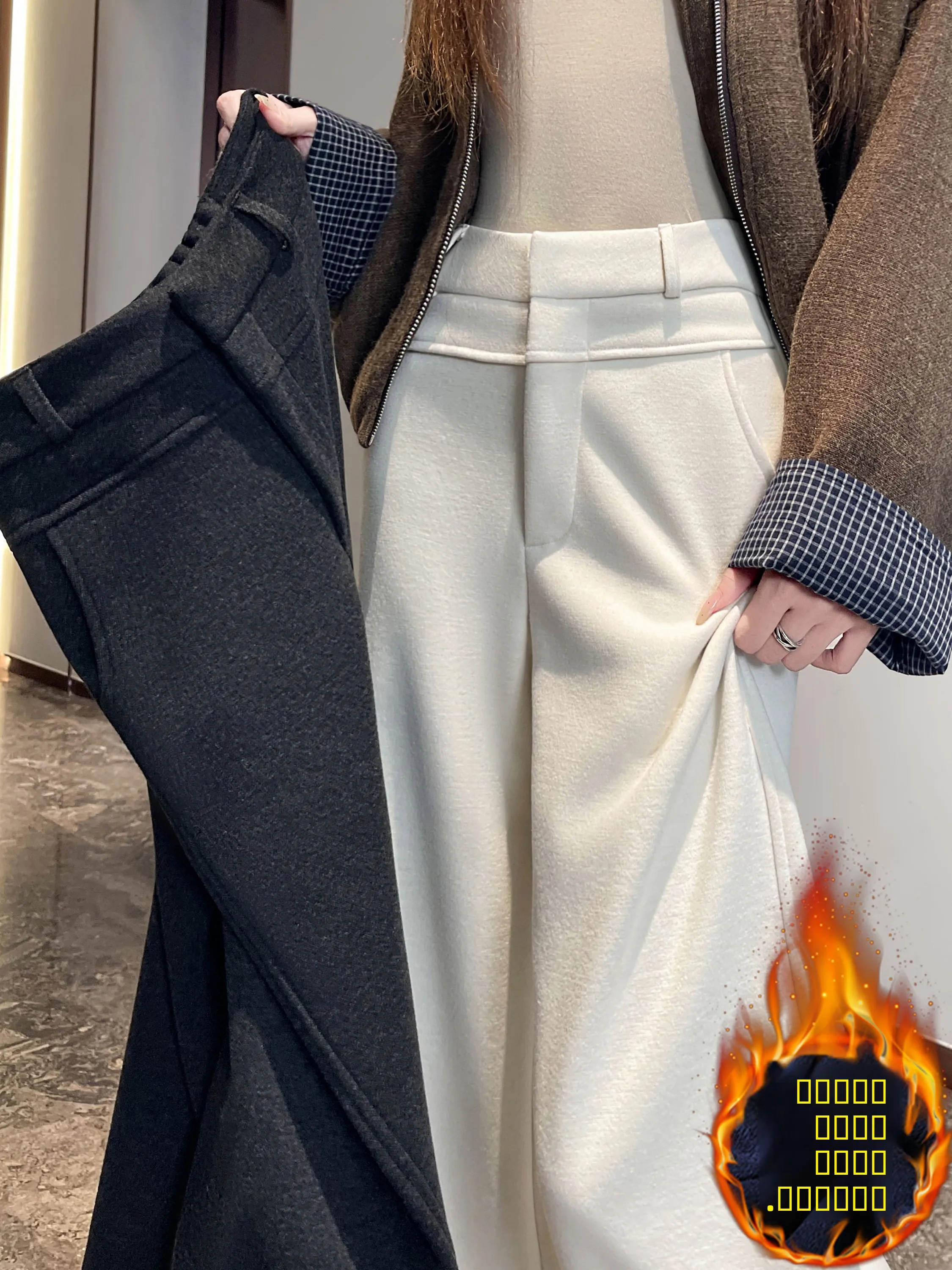 

Женские широкие брюки Thiened Fce на осень-зиму, с высокой талией, свободного кроя, удлиненные, повседневные