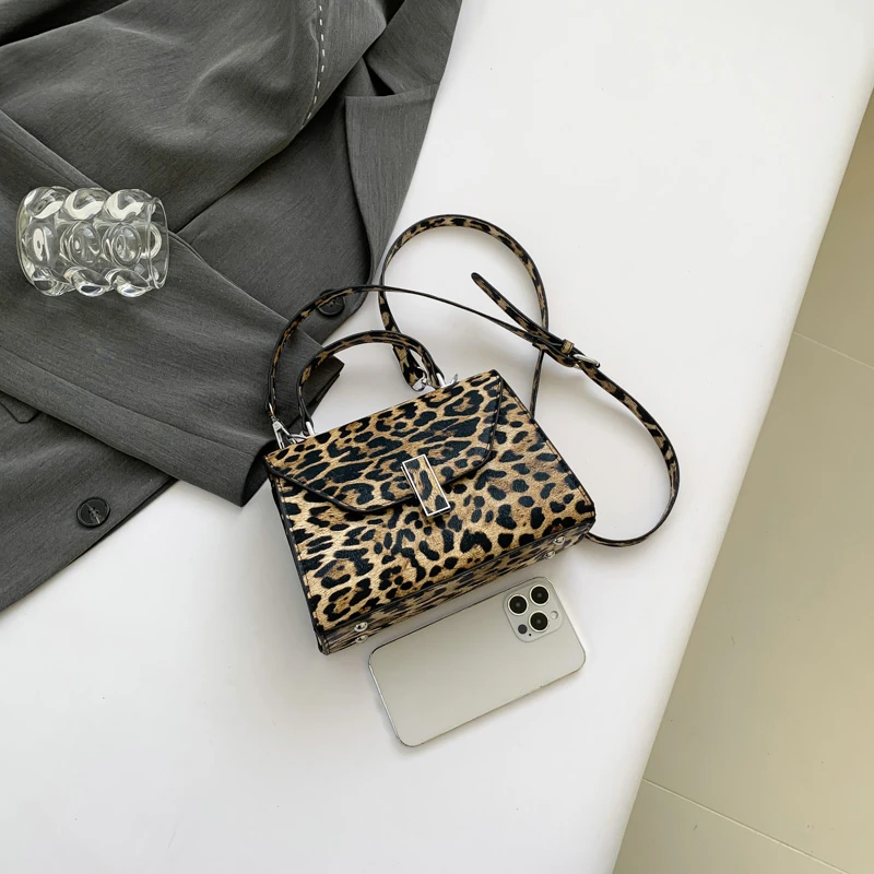 Boston Leopard Print Leather Women\'s Handbag Luxury Designer Shoulder Bag Fashion Brand Crossbody Bag Ladies Casual Tote Bag