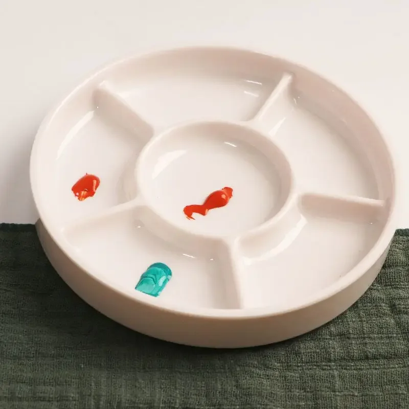Round Imitation Ceramic Palette Color Mixing Paint Palette Tray For Watercolor Gouache Acrylic Painting Art Supplies