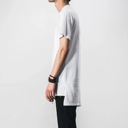MRMT 2026 Brand New Front Short Back Long Side Slit Men's Tee Long Hem Short Sleeve T-shirt Man's T-shirt Tops For Male