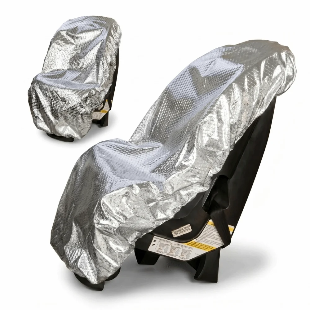 Durable Reflective Fabric Car Seat Cover Slip on Fit Elastic Hem Car Seat Sun Shade Full Coverage UV Blocking Sleeve Car Travel