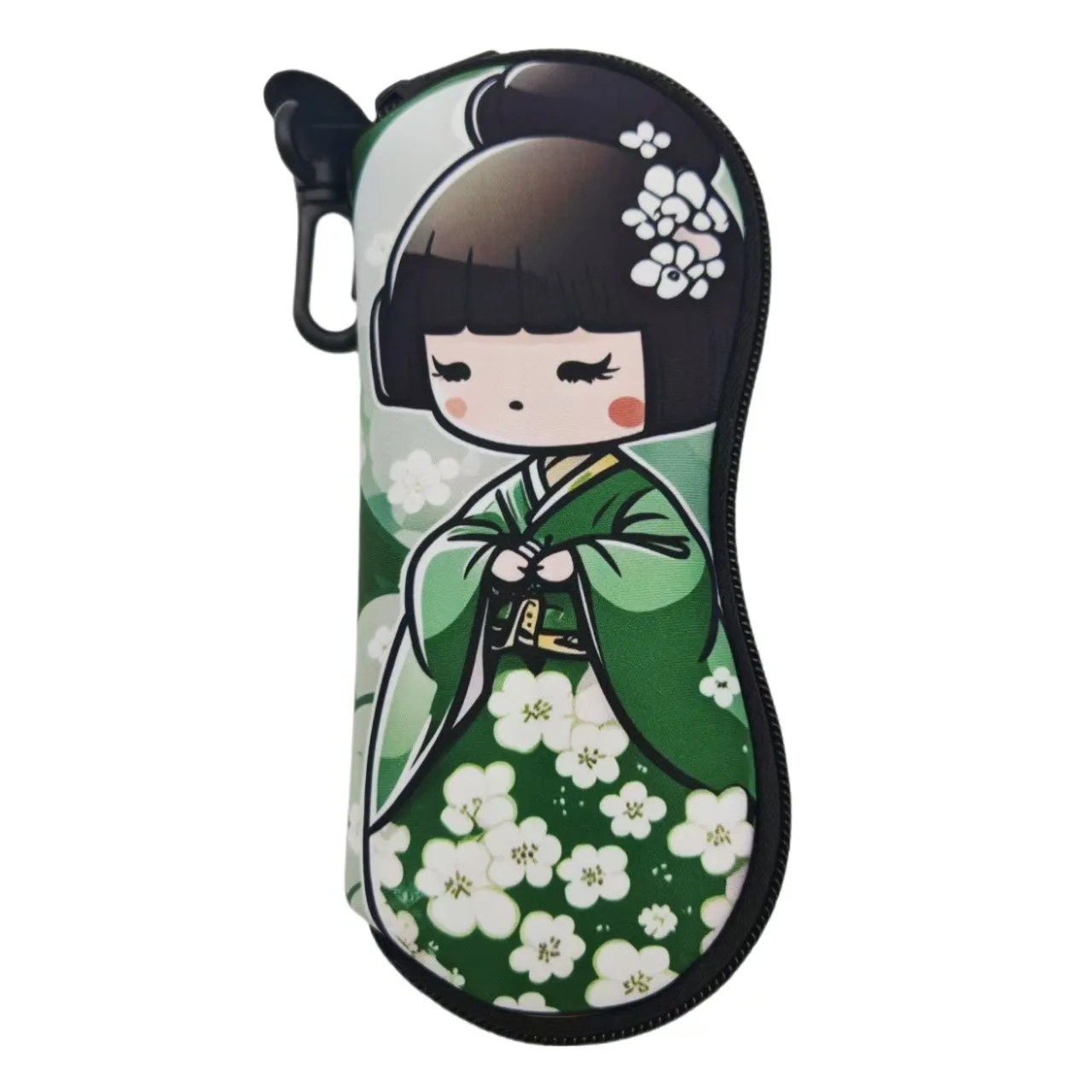 Japanese Girls Cherry Blossom Print Glasses Case Portable Storage Box Shockproof Eyeglass Storage Bag with Keychain Women Gifts