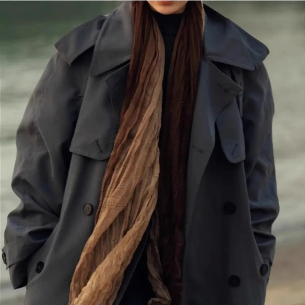 Nieuwe Vintage Gradiënt Sjaal Wasteland Stijl Veelzijdige Lange Geplooide Sjaal Lichtgewicht Ademende Wrap Hijab voor Herfst Winter