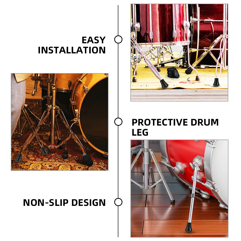 

20 Pcs Feet Protectors Rubber Floor Legs Black Non Drum Leg Holder Stand Accessories Anti Skid Protector for Drum Kits