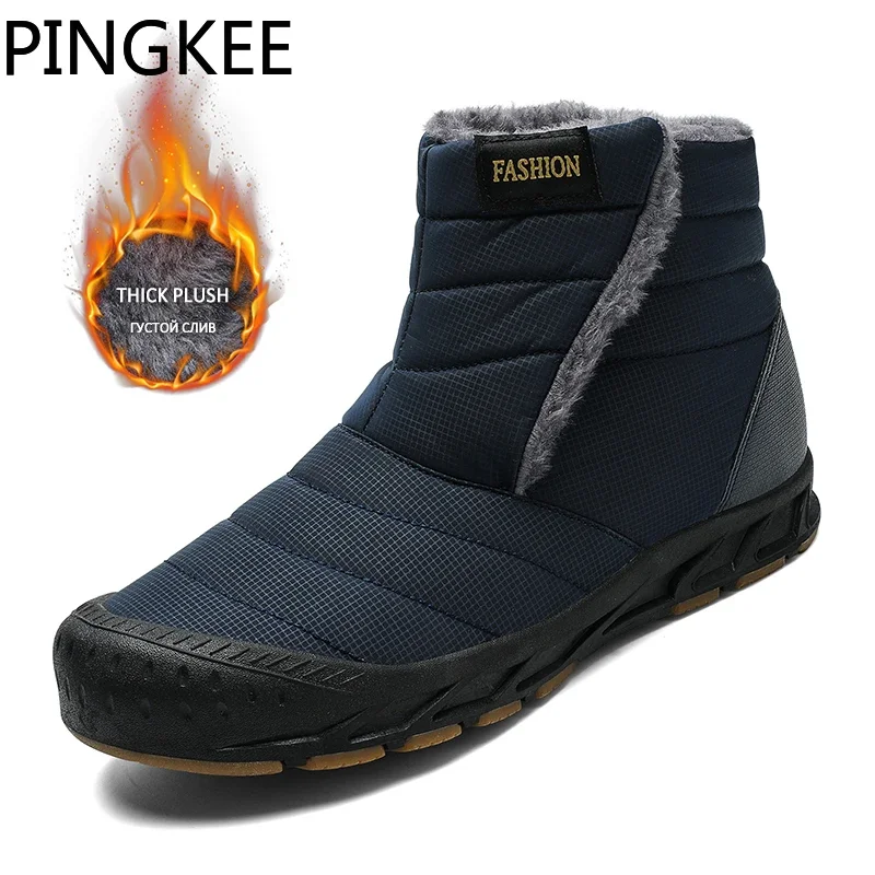 PINGKEE VENOCON Wide Casual Winter Thermal Plush Faux Fur Waterproof Outdoor Hiking Trail Snow Sneakers Boots Footwear Man Women