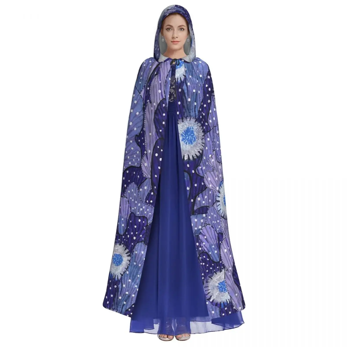 블루밍 선인장 선인장 다육 식물 추상 긴 후드 망토 마녀 중세 의상 코스프레 케이프 할로윈 뱀파이어 성인 유니섹스