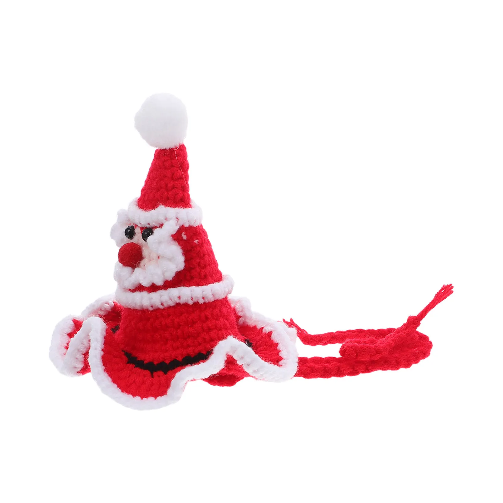 

Knitted Christmas Pet Hat Santa Style Dog Cat Beanie with Chin Rope Pompom Soft Warm Holiday Costume for Puppy Kitten Party
