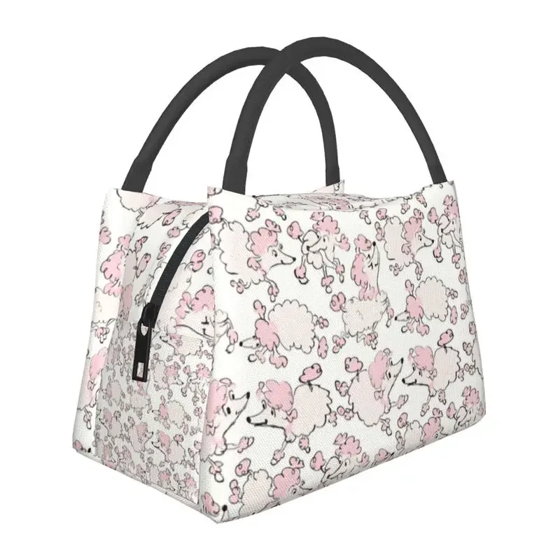 

Pink Poodle Repeat Pattern Insulated Lunch Bags for Work Office Kawaii Dog Lover Waterproof Thermal Cooler Lunch Box Women