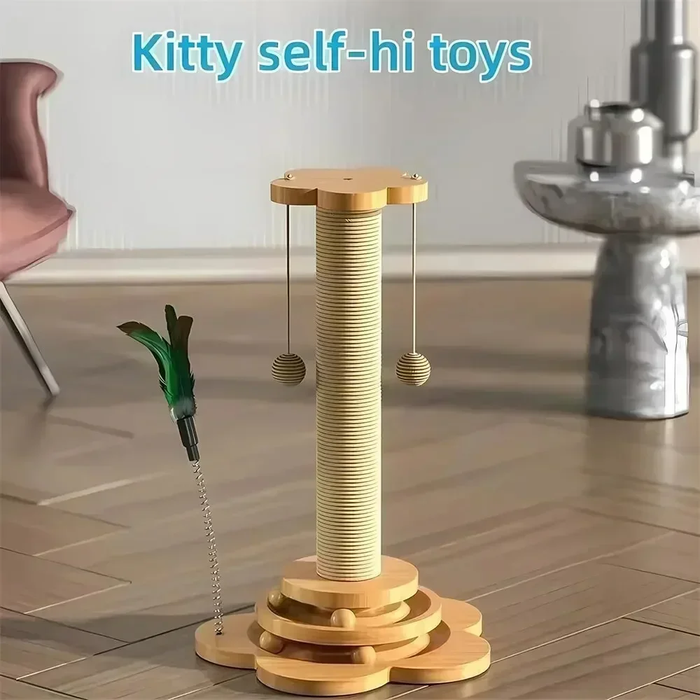 Cat Scratcher Tree Cat Toy Cat Turntable Funny Pet Stick Balls Durable Sisal Scratching Board Pet Supplies Kitty Grab Column