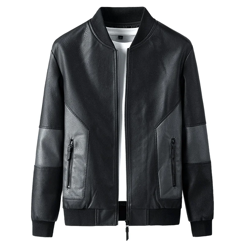 

New Arrivals Autumn Winter Fashion Stand Collar Zipper PU Leather Jacket Men Motorcycle Jacket