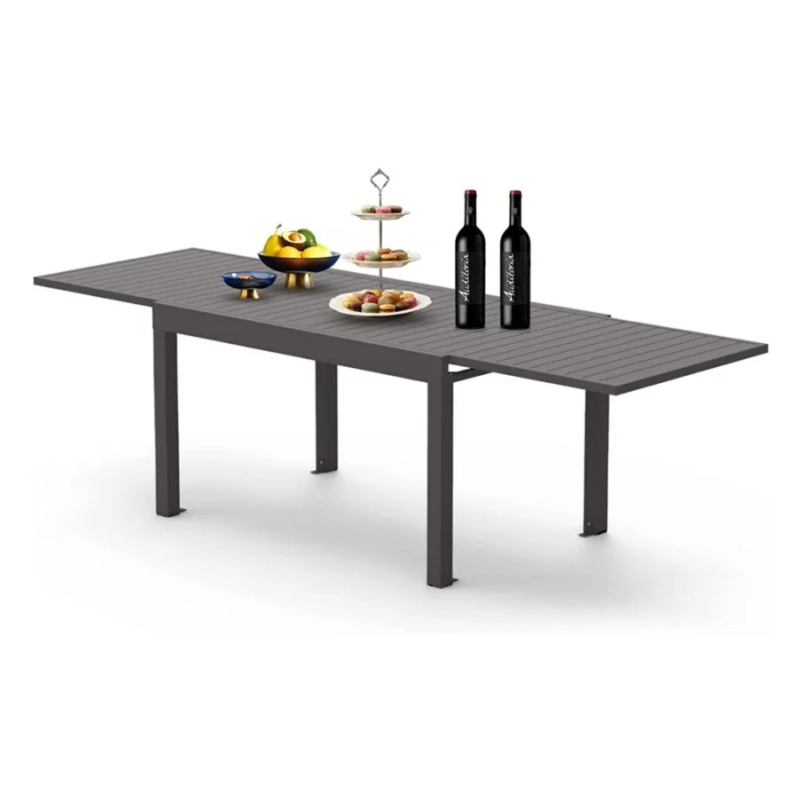 

Large Extendable Patio Dining Table Aluminum Metal Indoor Outdoor 53 106 Adjustable for 68 Person Rectangular Table for Porch B