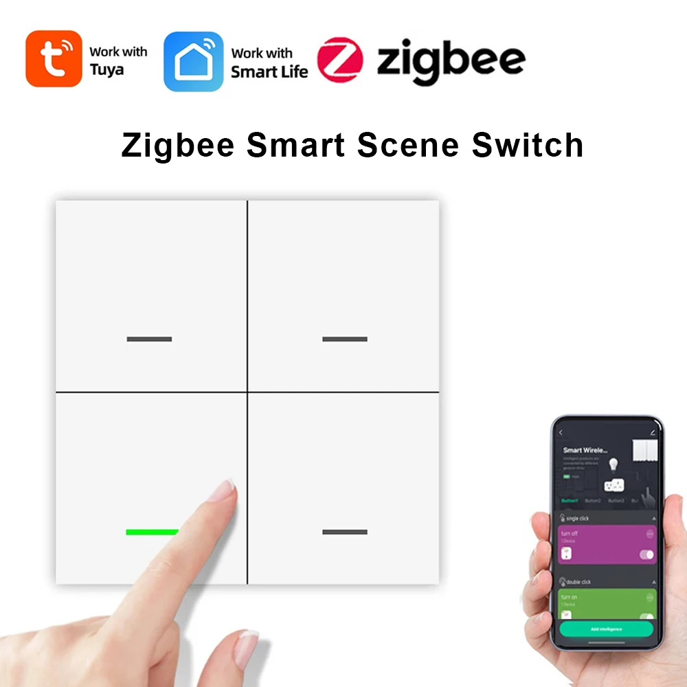 Tuya Zigbee Smart Scene Switch 4 Gang 12 Scene Switch Button Controller Home Automation Scenario Switch Linkage Urządzenia Tuya