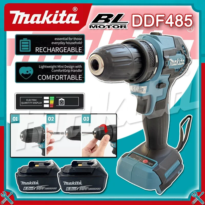 

Makita DDF485 10MM LXT Compact Cordless Tool Multi-function Screwdriver Impact Brushless Drive Rechargeable Brushless Drill