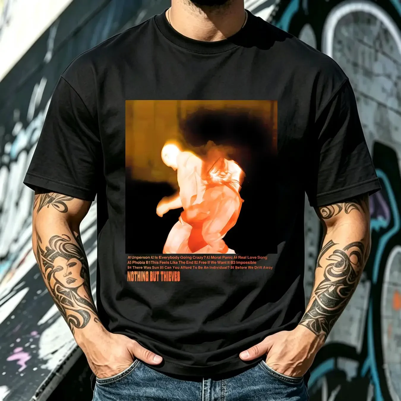 washed T Shirt Nothing But Thieves Moral Panic Indie Rock Band Men's Small long or short sleeves vintage Washed homme