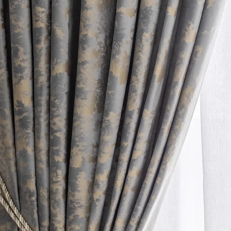 Rideaux en velours de luxe modernes haut de gamme, pour salon, salle à manger, chambre à coucher, estampage à chaud, finition grise, ombrage de baie vitrée, taille personnalisée