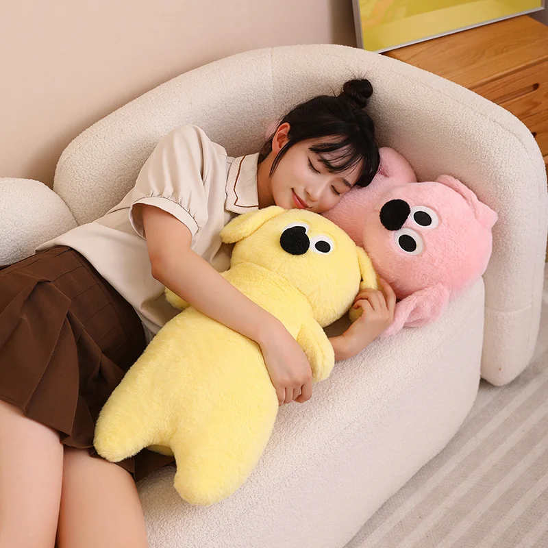 Kawaii Big Nose Color Puppy Plush Toy Stuffed Fluffy Cuddly Cartoon Animal Dog Plushies Long Throw Pillow Doll for Girls Gifts