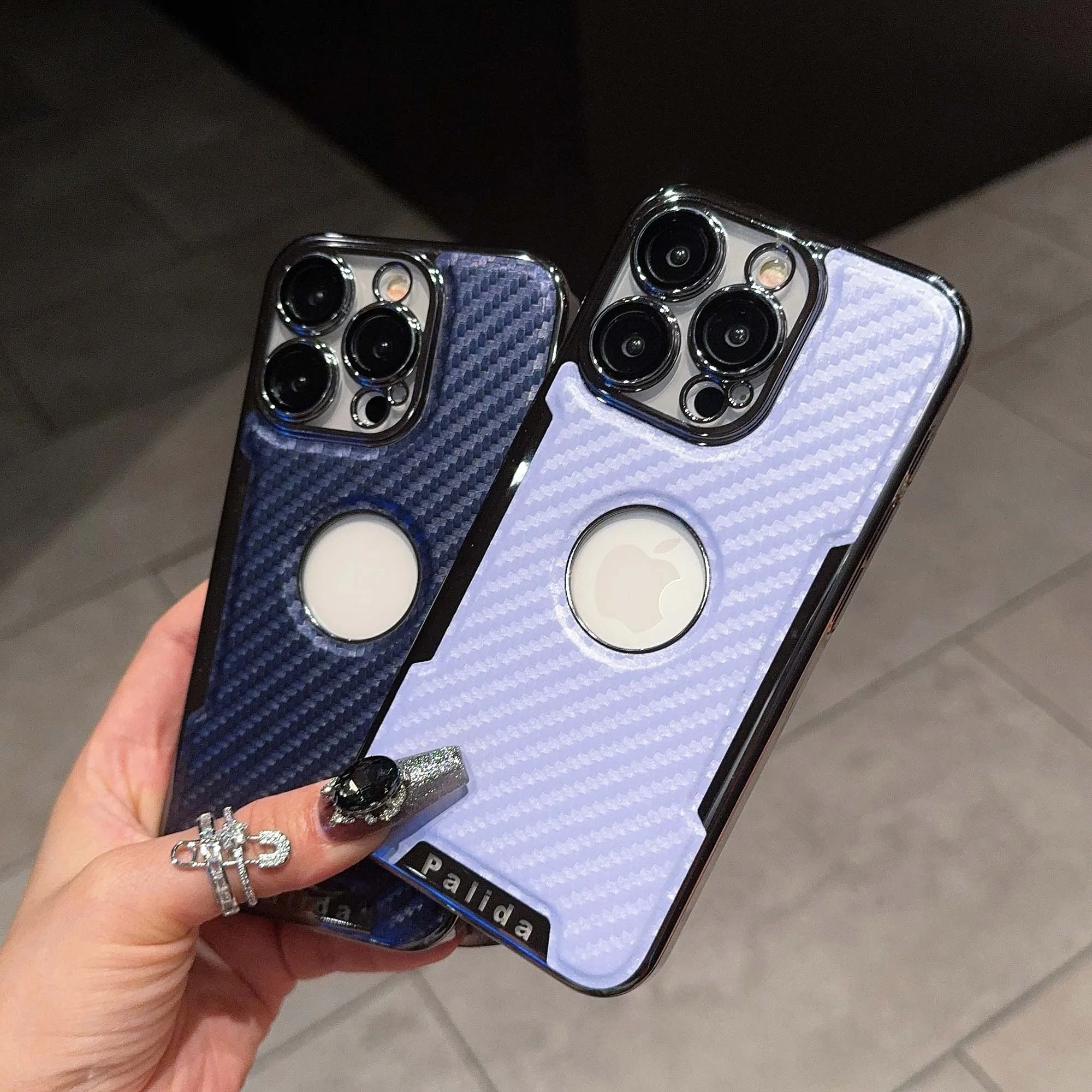 

Luxury Camera Lens Protection Carbon Fiber Phone Case For iPhone 16 PM 15 14 13 Pro Max Anti Fall Dirt Protective Back Cover