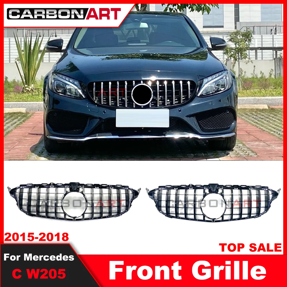 

2015-2018 W205 GT Grille for merced C Class C180 C200 C220 Front Bumper mesh Radiator Grill 2015+ Car racing grille