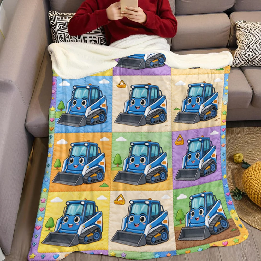 Blue Skid Steer Hex Bolt Flannel Blanket Perfect for Sofa Office Bed Travel Sleep Read Relax Camping Four Season Use