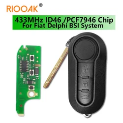 RIOOAK dla Fiat Qubo 500 Grande Punto Doblo 2006 2007 2013 3 przycisk Delphi BSI klucz zdalny 315MHz 433MHz ID46 /PCF7946 Chip