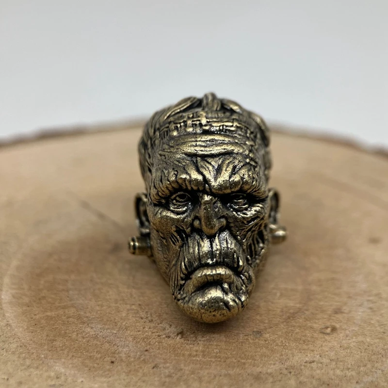 Crazy scientist Head Sculpture Brass Knife Bead EDC DIY Paracord Woven Bracelet Lanyard Pendants Accessories Outdoor Tool Charm - view 6