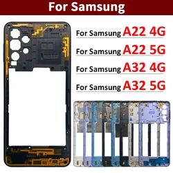 Support de cadre moyen pour Samsung, pièces de rechange de boîtier, A22, A32, 4G, 5G, A225F, A226B, A325F, A326B