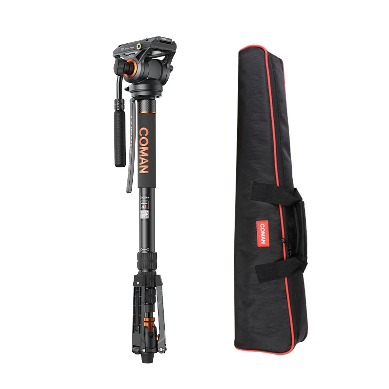 

COMAN DX327AQ6 Aluminum Fiber Video Monopod With Fluid Head Compatible Manfrotto DJI RS2 3 Quick Release Plate Camera Tripod