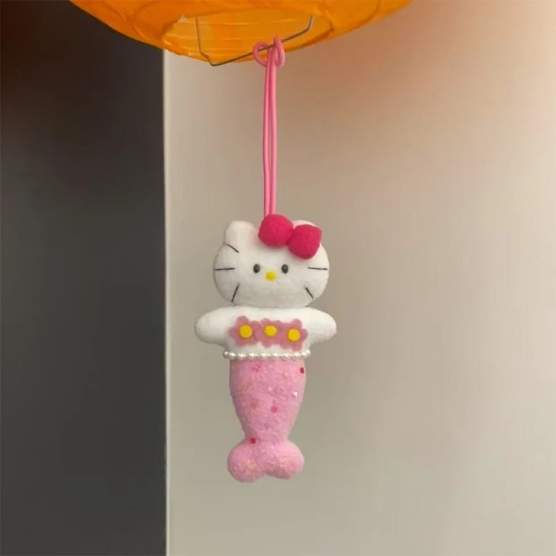 

Sanrio Girly Heart Hello Kitty Русалка, плюшевая кукла-кошка, милый брелок для ключей, декор для сумки