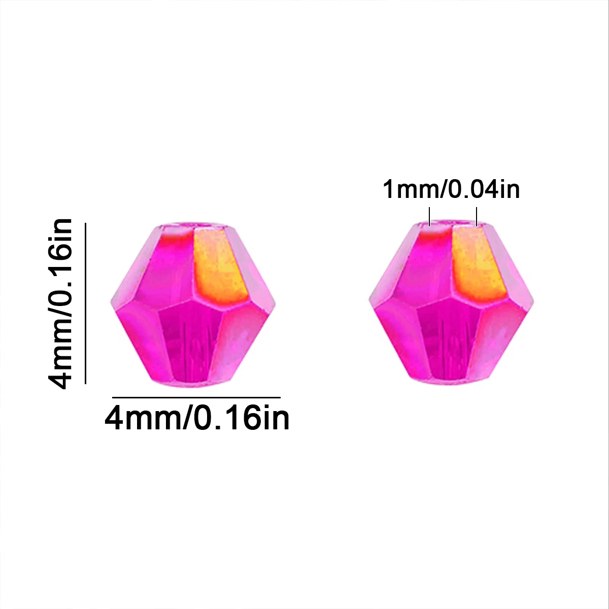4mm 100/200/300Pcs Magenta Rhombus Faceted Crystal Glass Beads for Jewelry Making Bracelet Necklace Keychain DIY Accessories