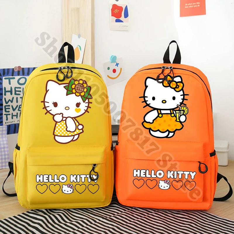 

Детский рюкзак большой емкости Hello Kitty, милый школьный рюкзак, детская повседневная сумка для книг в стиле аниме, аксессуары, рюкзак с героями мультфильмов, рождественские подарки