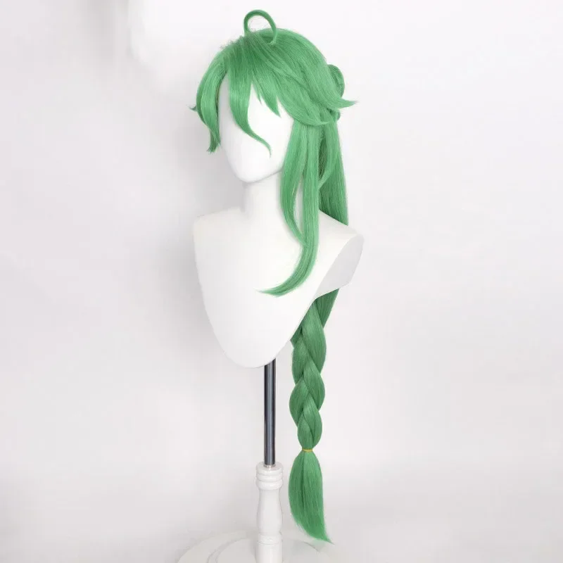 جينشين إمباكت بايزو شعر مستعار تأثيري باي تشو الأخضر طويل جديلة مقاومة للحرارة الاصطناعية الشعر أنيمي الباروكات + غطاء شعر مستعار + نظارات #4