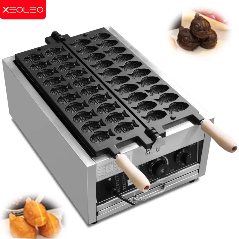 XEOLEO Taiyaki Machine 3000W Electric Fish Shape Waffle Maker 20PCS Taiyaki Maker Non-stick Coating Snack Machine