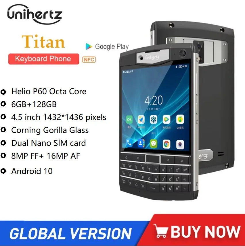 Unihertz-teléfono inteligente Titan IP67 resistente, 4G, Octa Core, 6GB + 128GB, Android 10, con teclado QWERTY, NFC, 6000mAh