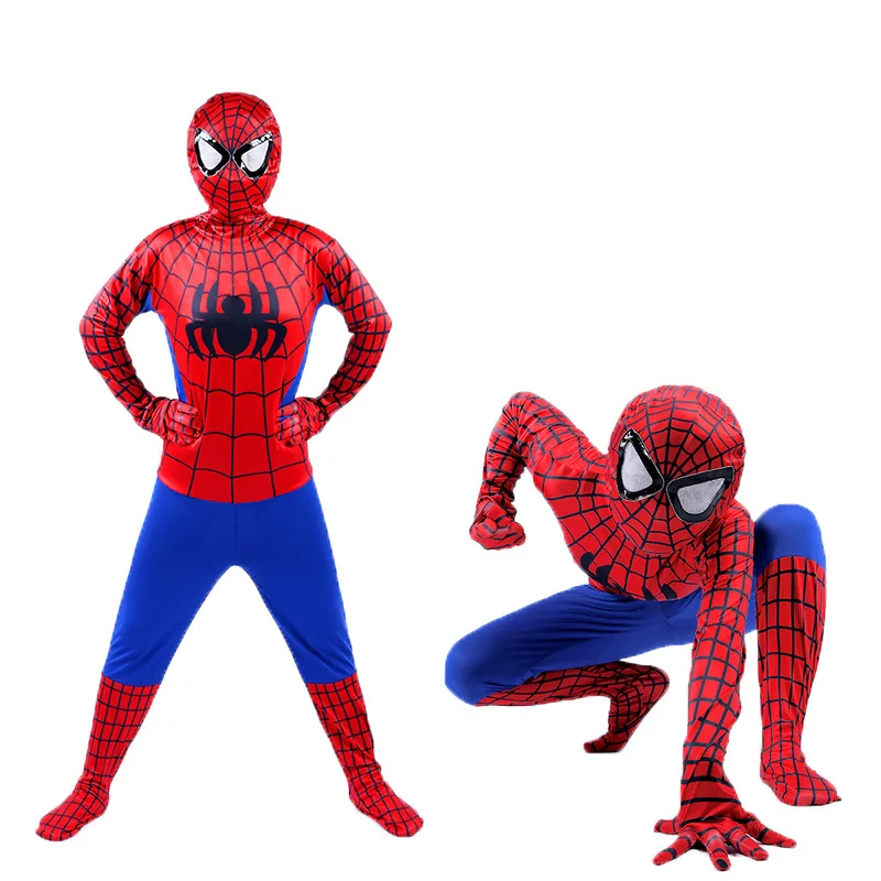 Disfraz de Spiderman para niños, traje de araña negra y roja, Disfraces de Halloween para niños, capas de superhéroes, fiesta de Navidad, superhéroe