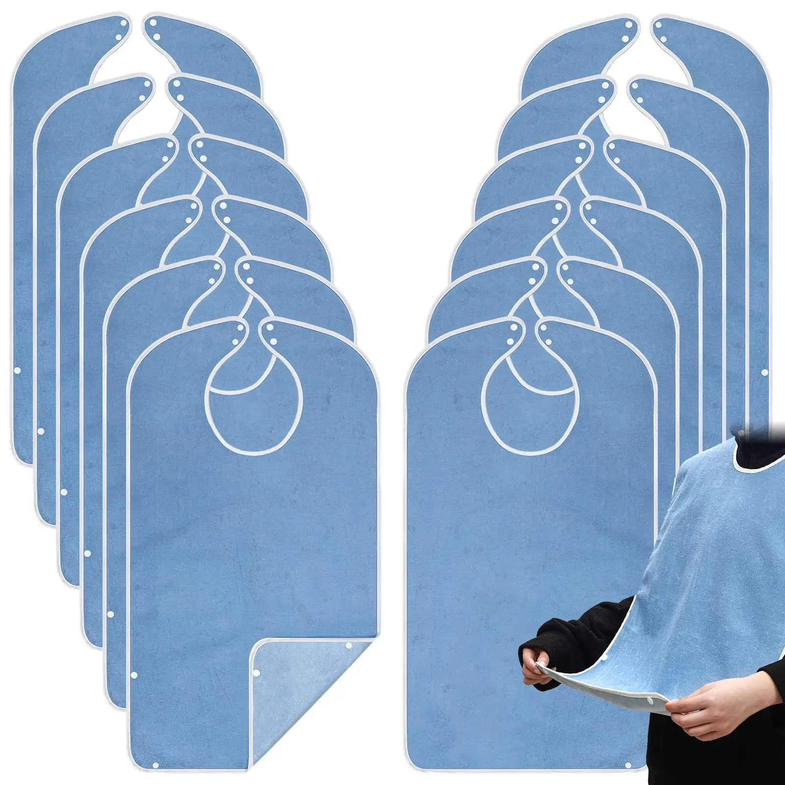 Baberos ajustables para adultos, protectores de ropa de comedor de poliéster para alimentación de adultos, Baberos antiincrustantes reutilizables para personas mayores, 1 ud. ﻿