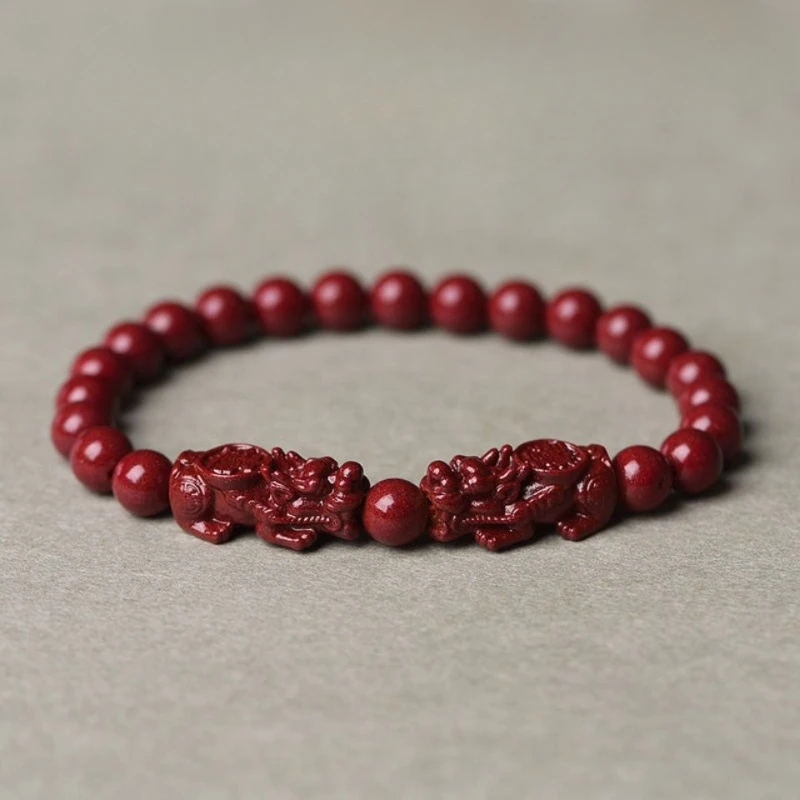 Cinnabar Pixiu Bracelet for Men and Women, Natal Year Transfer, Gathering Wealth Bracelet Jewelry.