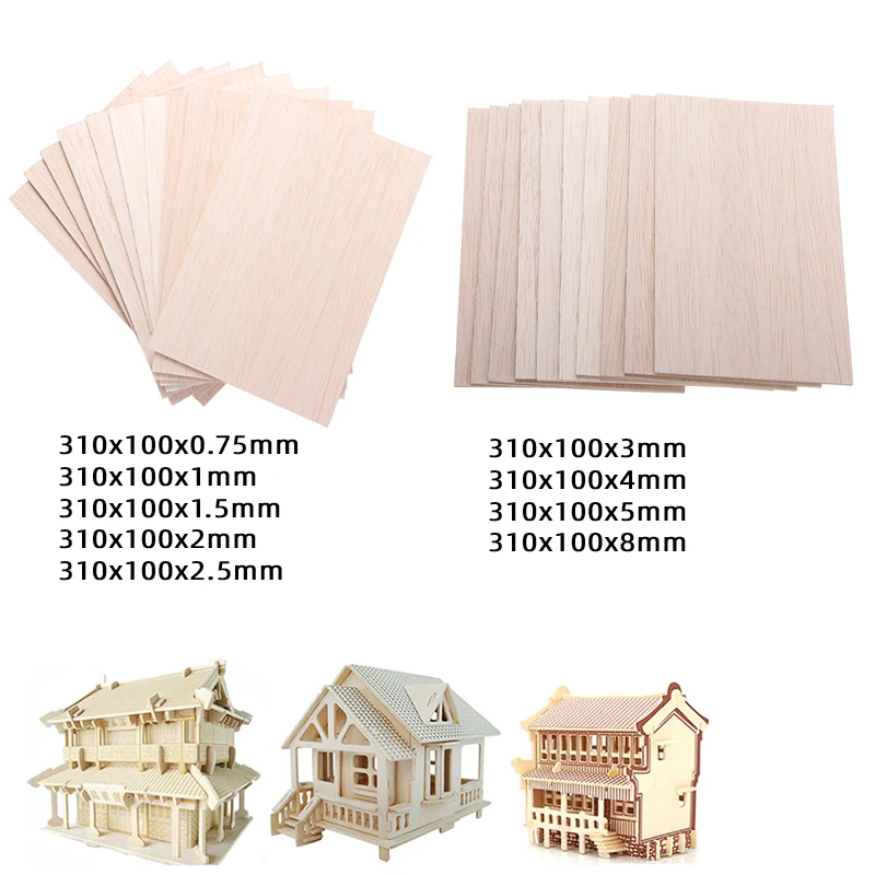 5PC Balsa Wood Sheets Multi-size Lightweight Craft Board Model Toys Building Carving Handicraft Educational DIY Accessories