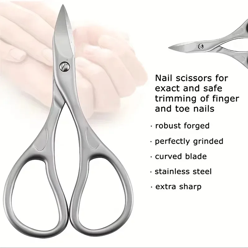 1Pcs Manicure Pedicure Fingernail Toenail Clipper Professional Nail Cutter Scissors Eyebrows Eyelash Multi-purpose Curved Blade