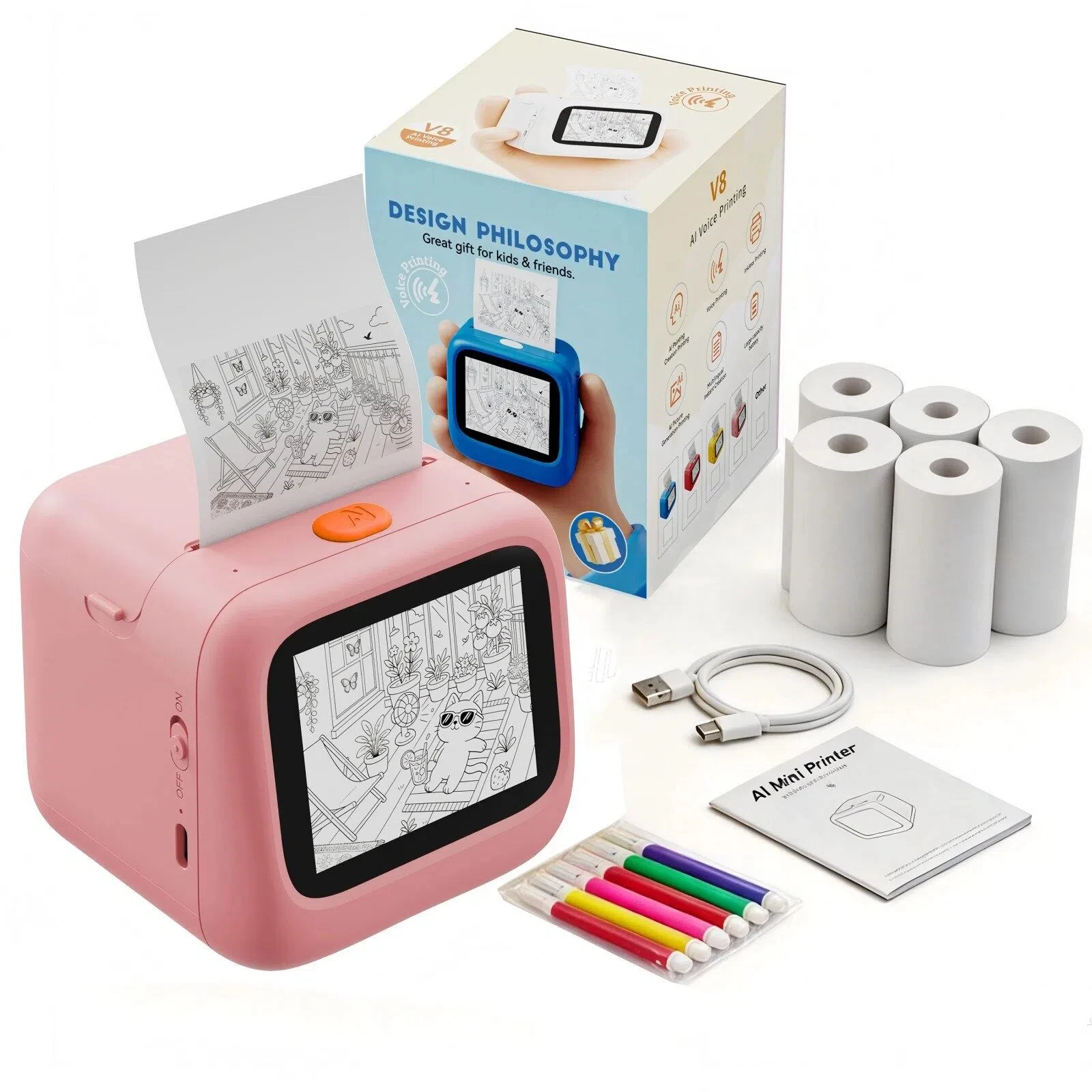 DIY Craft Squishy Toys, Interactive Toy, Magic Sicker Printer, Voice Chat Wireless Speaker Robot, AI Sticker Maker, Girls Gift