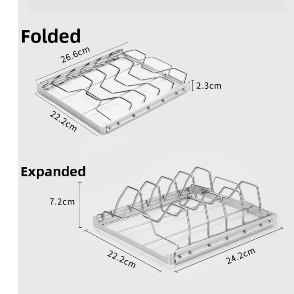 

Складная портативная решетка-гриль из нержавеющей стали для ребрышек и стейков, для кемпинга на природе, компактная складная конструкция для путешествий, 26,6 x 22,2 x 2,3 см