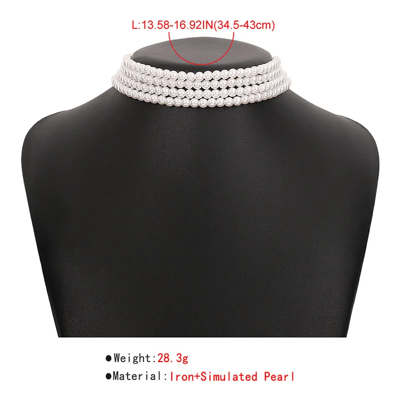 Vintage Multi-Layer White Imitation Pearl Choker Necklace Fashion Simple Short Clavicle Chain Women Party Wedding Bride Jewelry