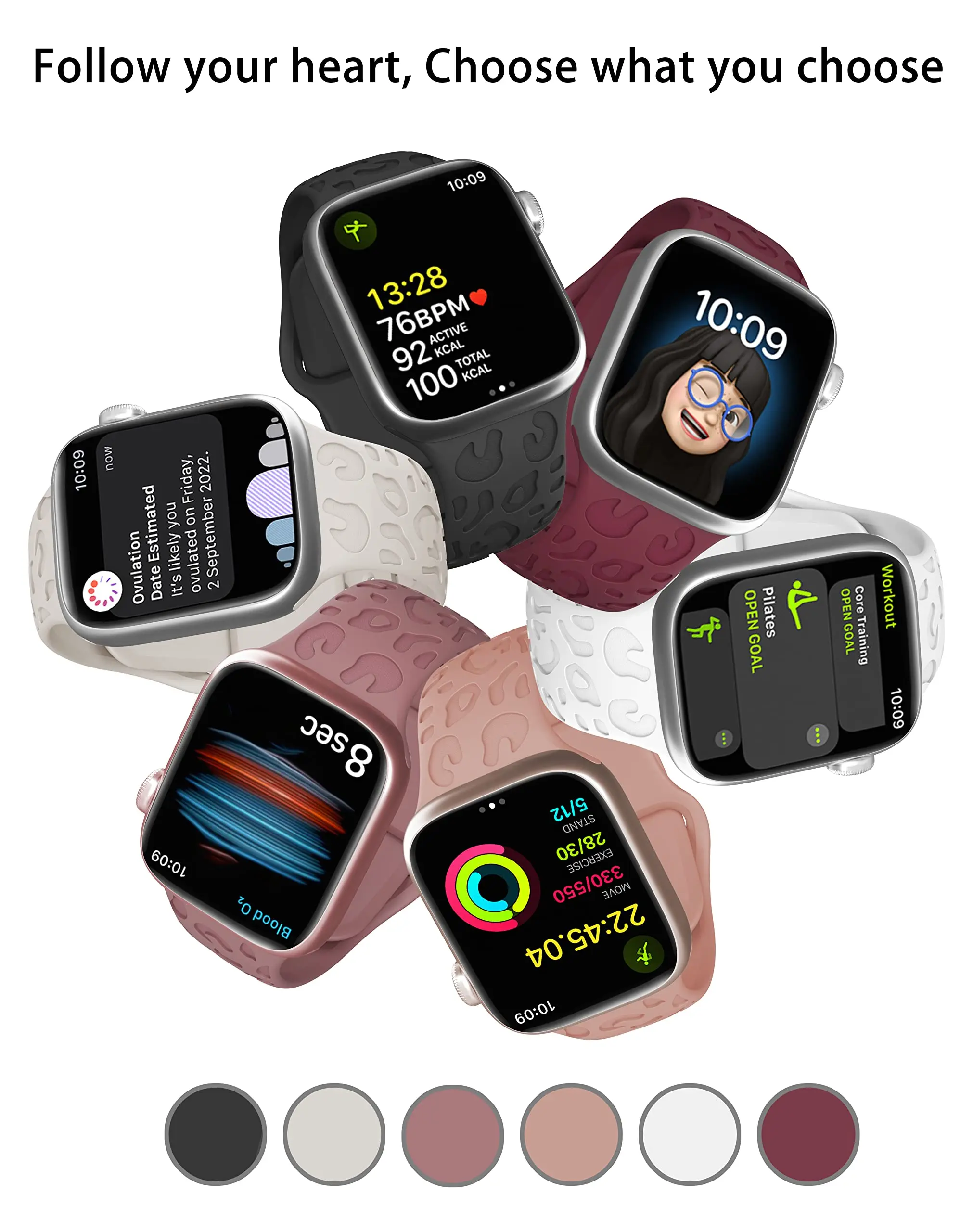 Strap For Apple Watch bracelet 45mm 41mm 44mm 40mm 42mm 38mm 49mm Leopard Engraved silicone Band iwatch series 7 se 3 6 8 ultra