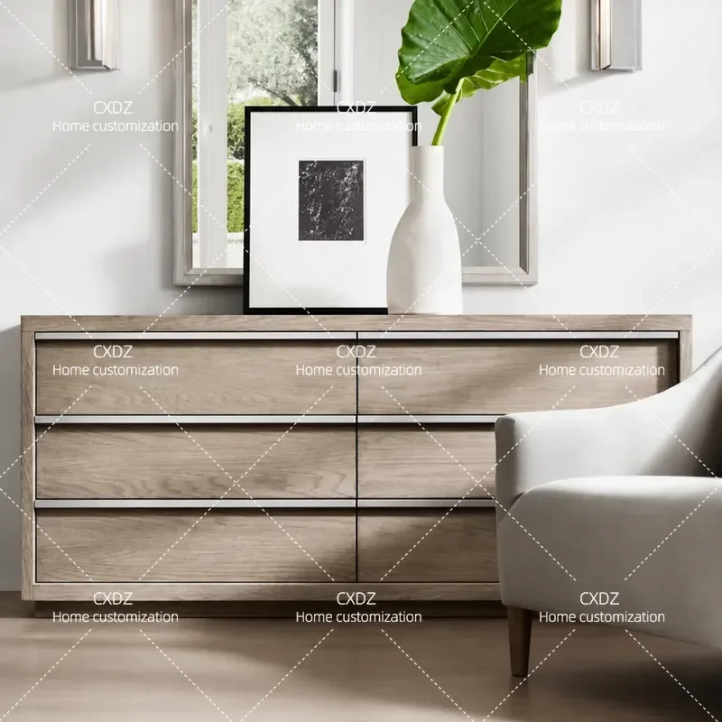 Solid Wood Chest of Drawers for Villa Home Furniture Storage Cabinet Cross Border E-commerce Export Supplier