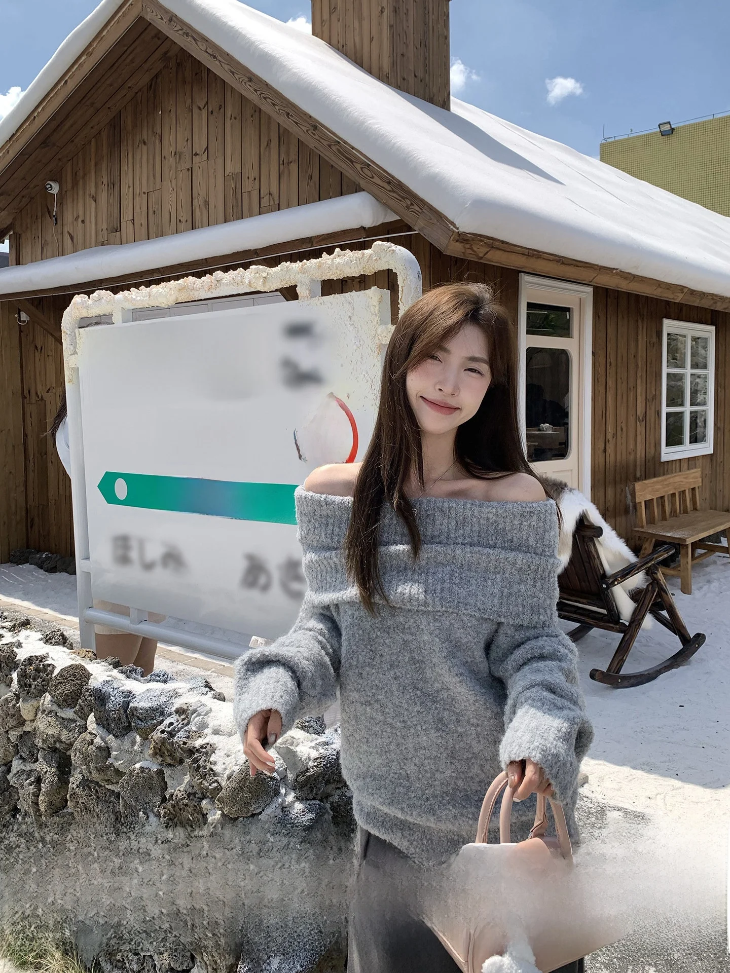 

Вязаный свитер Morning Bloom в американском ретро-стиле на одно плечо, женский свободный топ с длинными рукавами для осени и зимы, в стиле Lazy Sle