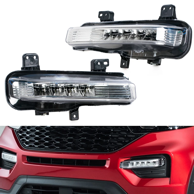 

Pop For Ford Explorer 2020 2021 2022 LED Fog Light Lamps Headlights DRL Driving Daylights Signal Foglamp Car Accessories