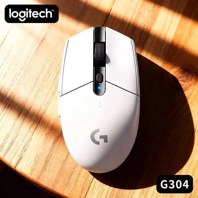 Ratón Ergonómico Inalámbrico Logitech G304, 12000 DPI, 250 h de Duración de la Batería, 6 Botones Programables, Patas de PTFE de Deslizamiento Suave
