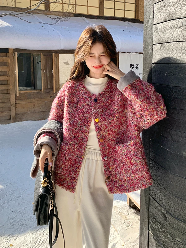 

Tweed ort down Jaet Women's Winter 2025 New Sle White Du down Inner Coat Casual Loose Fit Warmth