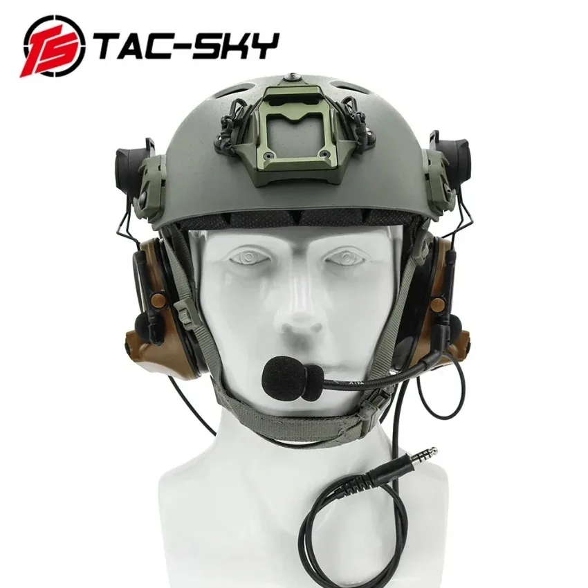 TAC-SKY ARC Rail Bracket Version COMTA II Tactical Headset Noise Reduction Ear Protector Headphone with Tactical U94 Ken PTT