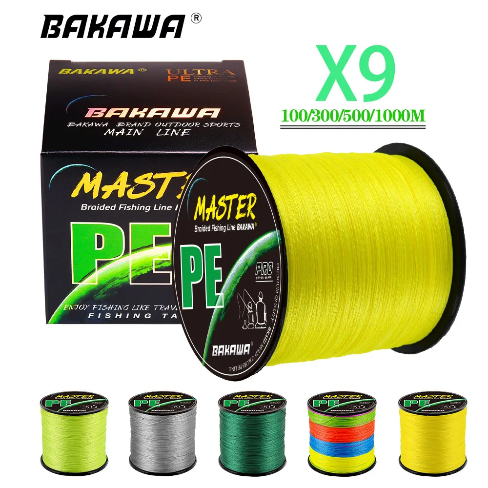 

BAKAWA 9X Braid Fishing Line Super Strong 9 Strands Japanese Multifilament Smooth PE Lure Fly Carp Wire 1000M 500M 300M Tackle