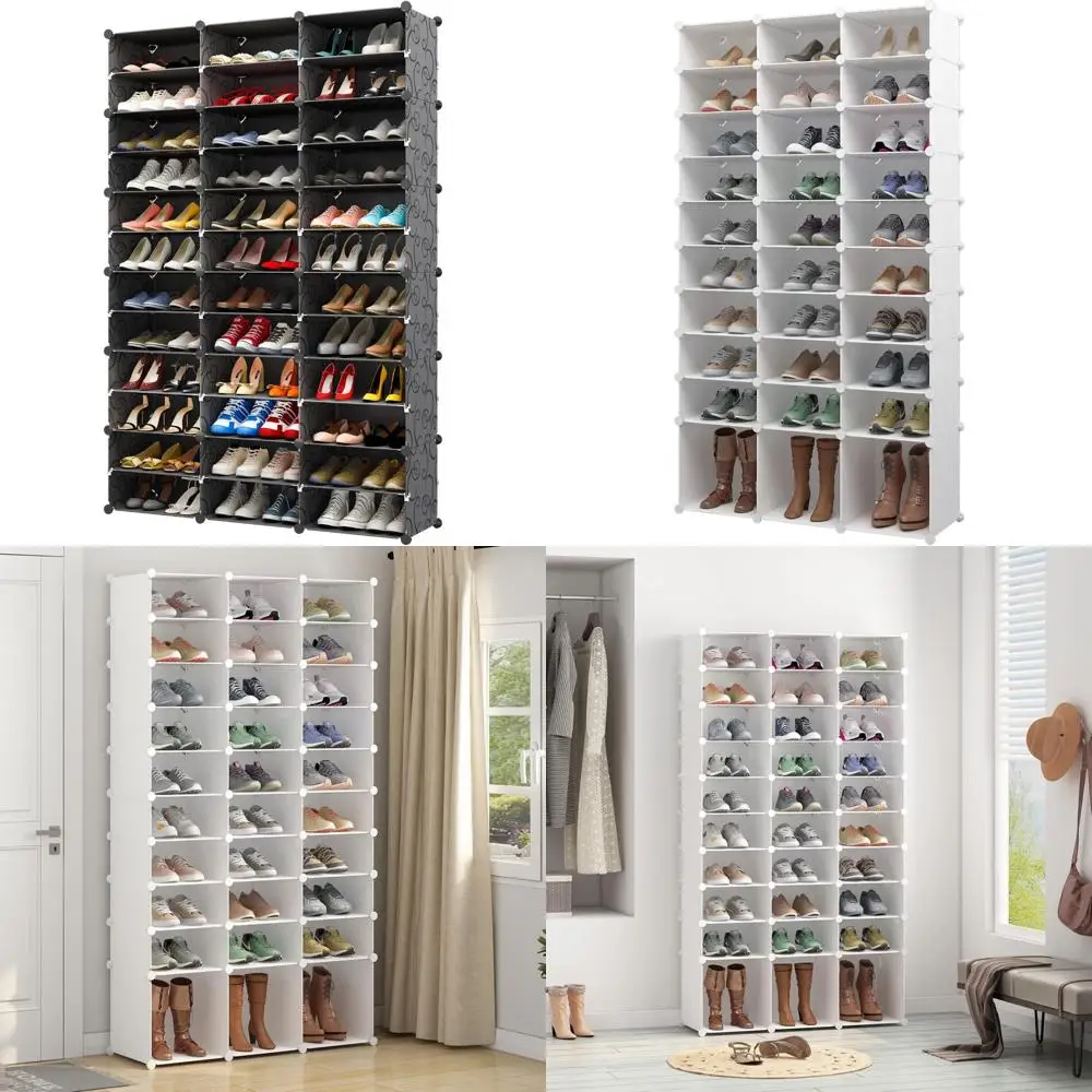 72-Pair Shoe Rack Organizer: Slim, Stackable Shoe Storage Cabinet for Entryways and Halls